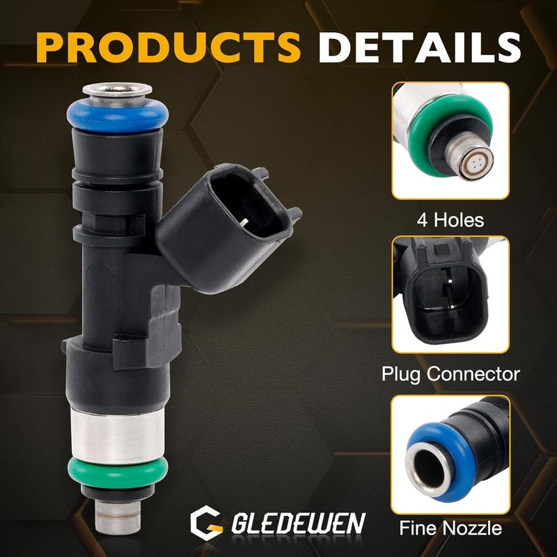 Gledewen Fuel Injector and Wiring Harness Set for Polaris Ranger RZR 800, RZR S 800, RZR 4 800, Ranger 6x6, Ranger Crew 800, Ranger XP 800, Ranger 800 Replace#0280158197, 1204318, 1204319 - Image 4